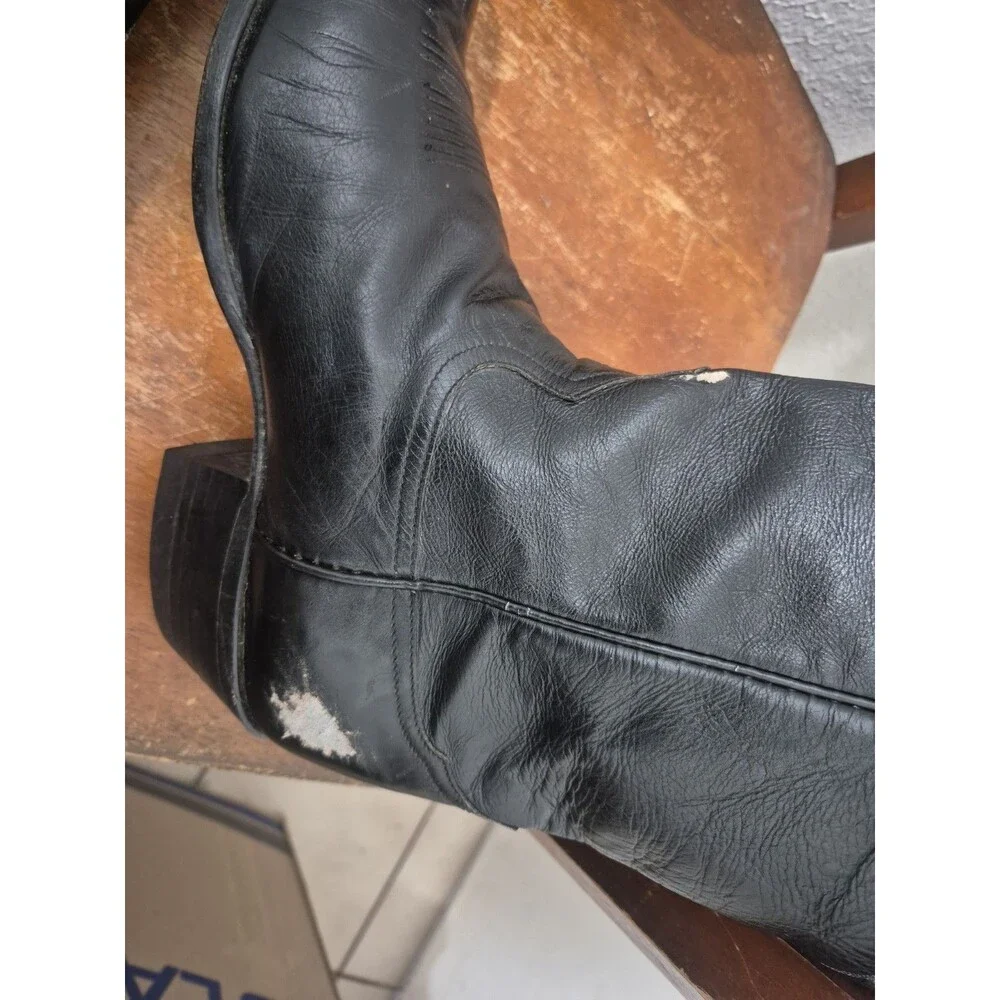 Vintage Tony Lama H8530 Men's Black Leather  Boots Size 11B USA 1995